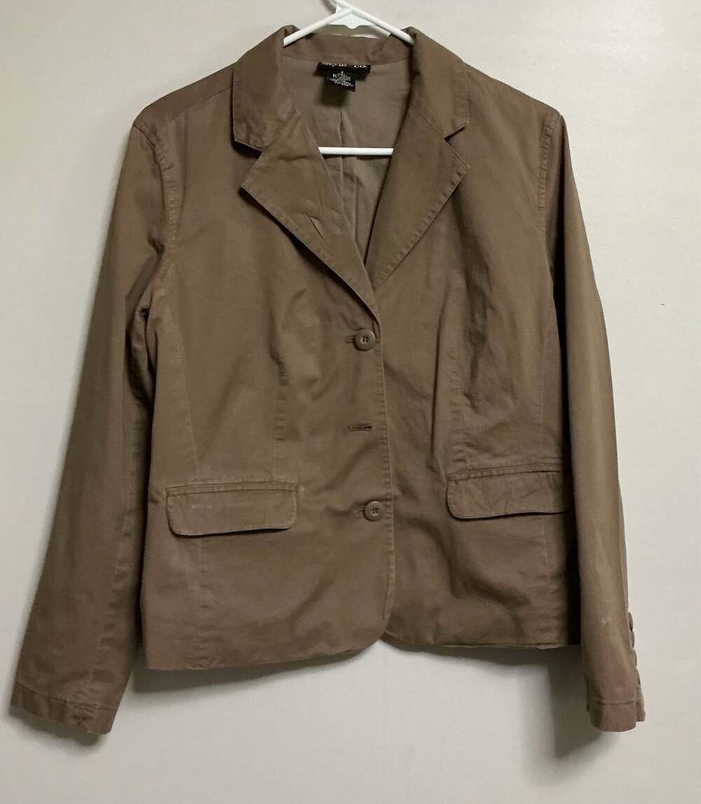 Style & Co. Brown Cotton Blend Twill Blazer Jacket Size S